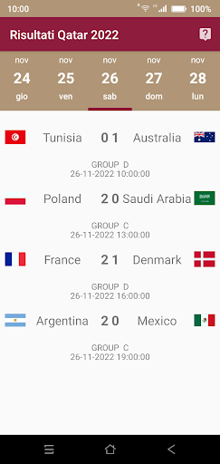 Risultati Qatar 2022 screenshot 2