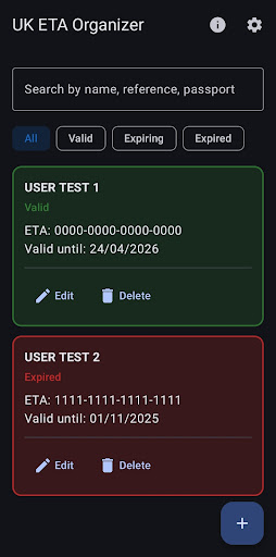 UK ETA Organizer screenshot 1