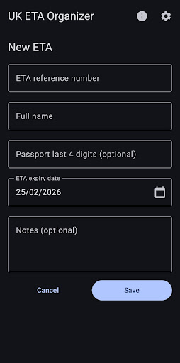 UK ETA Organizer screenshot 2