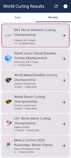World Curling Results screenshot 1